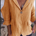 Cotton and Linen Casual Lapel Single-button Thin Coat (Buy 2 Free Shipping)
