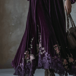 Vintage Floral Embroidered Velvet Maxi Dress