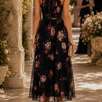 Margovil Sleeveless High Waist Floral Print Flowy Midi Dress