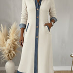 Casual Denim Patchwork Corduroy A-line Midi Dress