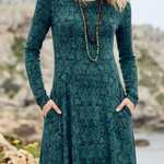 Bohemian Floral Print Crew Neck Stretch-knit Dress