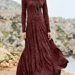 Bohemian Floral Print Crew Neck Stretch-knit Dress