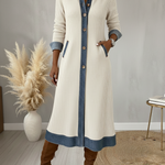 Casual Denim Patchwork Corduroy A-line Midi Dress