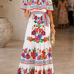 Margovil Off Shoulder Floral Print Ruffle Maxi Dress