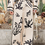 Margovil Wide Leg Reef Print Satin Pants