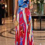 Spaghetti Strap Twist Front Cut Out Floral Print Maxi Dress