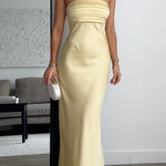 Margovil Strapless Tube Satin Maxi Dress