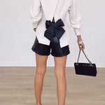 Long Sleeves Bow Back Cut Out Top