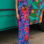 Margovil Criss Cross Backless Tie Dye Maxi Cami Dress