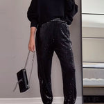 Glam High Rise Sparkly Sequin Joggers
