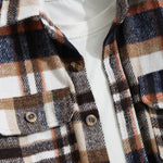 Men's Classic Plaid Wool Blend Button Down Long Sleeve Shirt Jacket