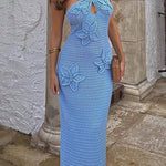 Margovil Halter Cut Out Floral Crochet Maxi Dress