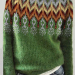 Margovil Round Neck Feather Pattern Slouchy Fall Sweater(in 2 Colors)