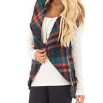 Margovil Lush Sleeveless Plaid Jacket Vest with Pockets