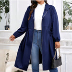 AVRIL��� - Casual Plus Size Drawstring Zip-Up Long Sleeve Hooded Coat