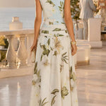 Margovil Boat Neck Sleeveless Floral Print A-line Maxi Dress