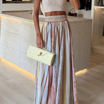 Strapless Tube Striped Swing Maxi Dress