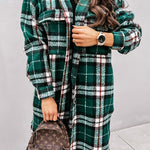 Margovil Long Sleeves Button Up Plaid Casual Shacket Jacket