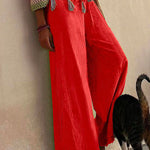 Margovil Solid Raw Hem Wide Leg Casual Pants