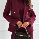 Notch Collar Double Breasted Tailored Blazer
