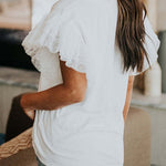 Margovil Round Neck Polka Dot Ruffle Short Sleeves Top