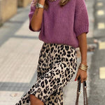 Vintage leopard print draped midi skirt