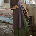 Half Sleeves High-low Fringed Solid Color Split-Joint Split-side Round-neck Midi Dresses
