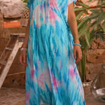 V-neck Tie-dye Printed Big Swing Dress
