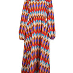 A-Line Long Sleeves Contrast Color Elasticity Pleated Stand Collar Midi Dresses