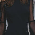 Elegant Sheer-Sleeve Mini Dress With Flared Cuffs