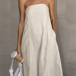 A-Line Loose Elasticity Pockets Solid Color Zipper Tube Maxi Dresses