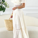Nirvana off-shoulder ruffled cutout dress