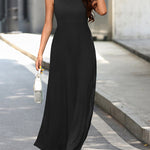 A-Line Loose Solid Color Round-Neck Maxi Dresses