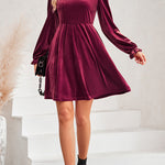 Turtleneck Long Sleeve Velvet Mini Dress