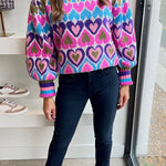 BLUE/PINK HEART SWEATER