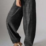 Solid Color Casual Plain Linen Pants