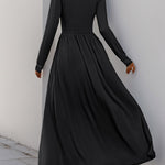 A-Line High Waisted Pleated Solid Color Split-Side V-Neck Maxi Dresses