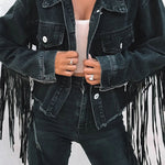 Western Inspired Fringe Denim Jacket