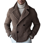Men's Vintage Casual Knit Double Breasted Lapel Jacket