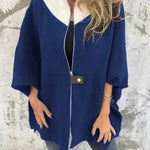 Fashionable Casual Stand Collar Zippered Loose Jacket