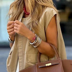 Fashionable Loose Sleeveless Pocket Casual Vest