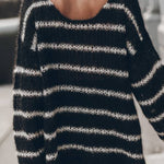 Time for Warmer Layers Fluffy Stripes Relaxed Knit Sweater