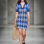 Women's Minimalist, Lightweight, Diamond-patterned Knit Polo Collar Mini Dress