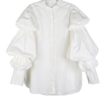 Vintage Layered Puff Sleeve Long Shirt