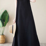 A-Line Loose Solid Color Round-Neck Midi Dresses