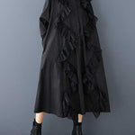 A-Line Long Sleeves Buttoned Split-Joint Lapel Midi Dresses Shirt Dress