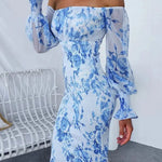 Shine Bright Floral Off Shoulder Smocked Waist Midi Dress