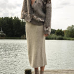 BRUSHED EFFECT JACQUARD KNIT CARDIGAN