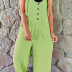 Cassie Button Patch Pocket Suspender Wide Leg Jumpsuit