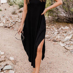 Off-Shoulder Casual Comfort Halter Neck Long Pocket Dress